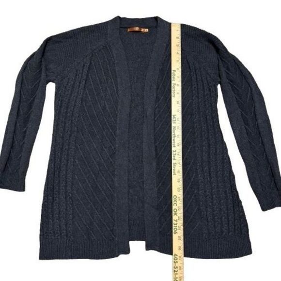 Belle by Belldini Women's Cardigan Sweater Sz L Charcoal Gray Knit Open Front - Picture 8 of 12